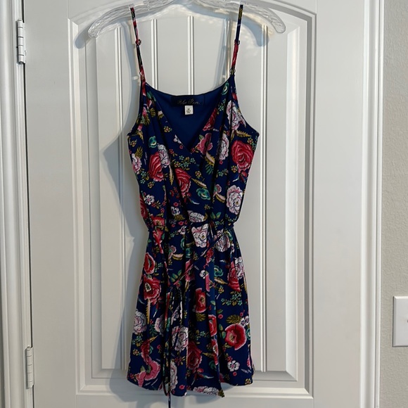 Blue Rain Floral Romper - Picture 1 of 13